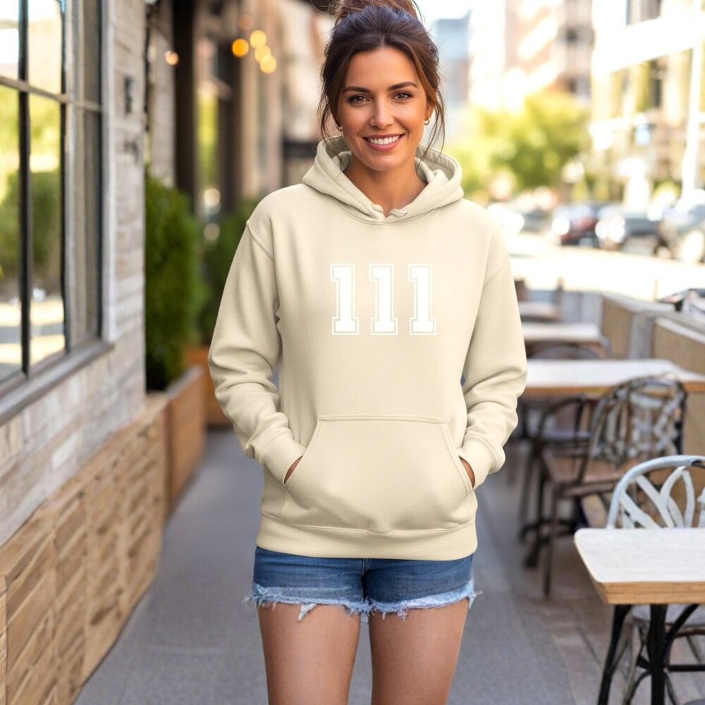 111 Angel Number Hoodie Minimalist Spiritual Manifestation Pullover Unisex